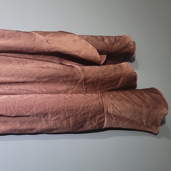 LASCANA Romantic Satin Tie Waist Ruffle Hem Powder Blush Peach Satin Dress - Picture 3 of 11